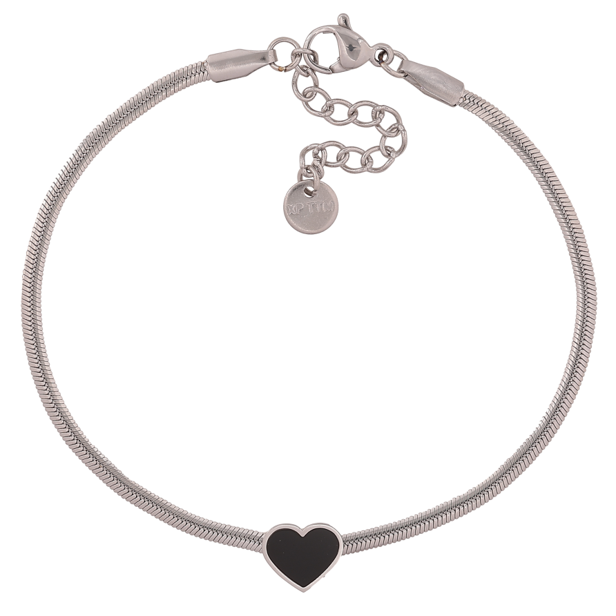 Браслет Xuping ТТМ Stainless Steel колір Родій "Ланцюжок із серцем" довжина з дод. ланцюжком 18-21.5см х 2-8мм фото №1