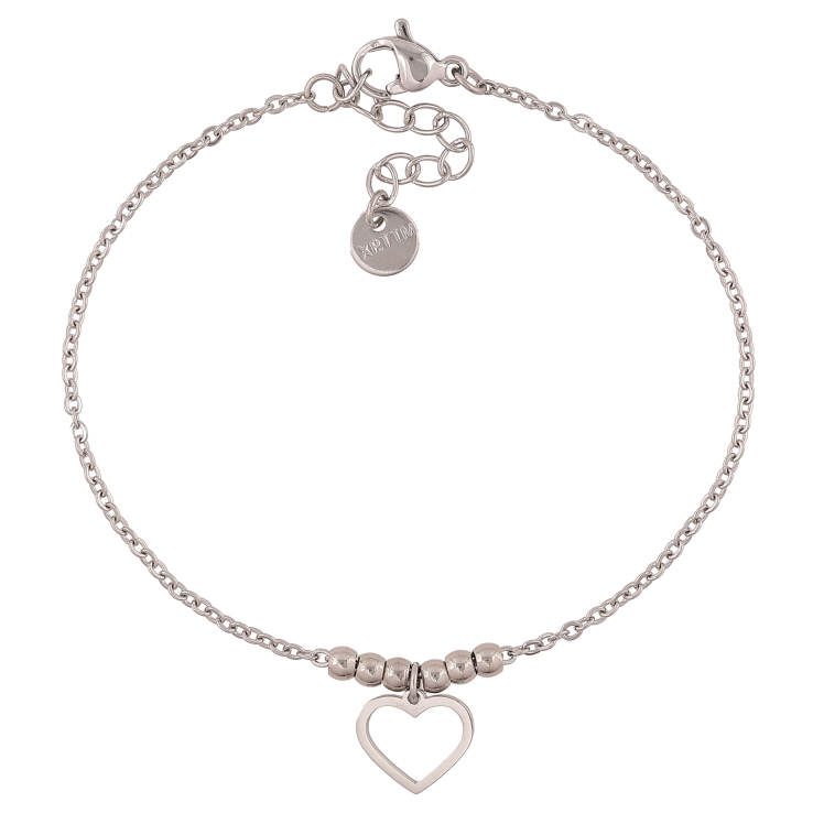 Браслет Xuping ТТМ Stainless Steel колір Родій "Ланцюжок із серцем" довжина з дод. ланцюжком 17-20см х 2мм фото №5