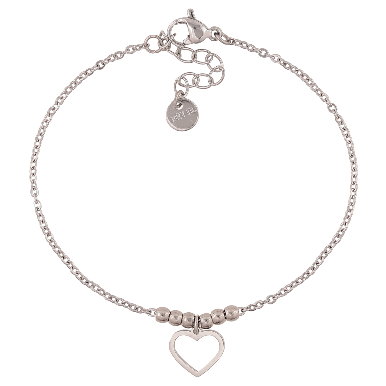 Браслет Xuping ТТМ Stainless Steel колір Родій "Ланцюжок із серцем" довжина з дод. ланцюжком 17-20см х 2мм фото №1