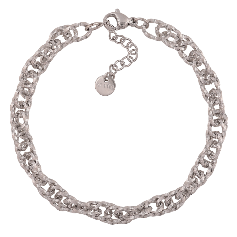 Браслет Xuping ТТМ Stainless Steel колір Родій "Ланцюжок Фантазійна" довжина з дод. ланцюжком 18-21см х 6мм фото №4