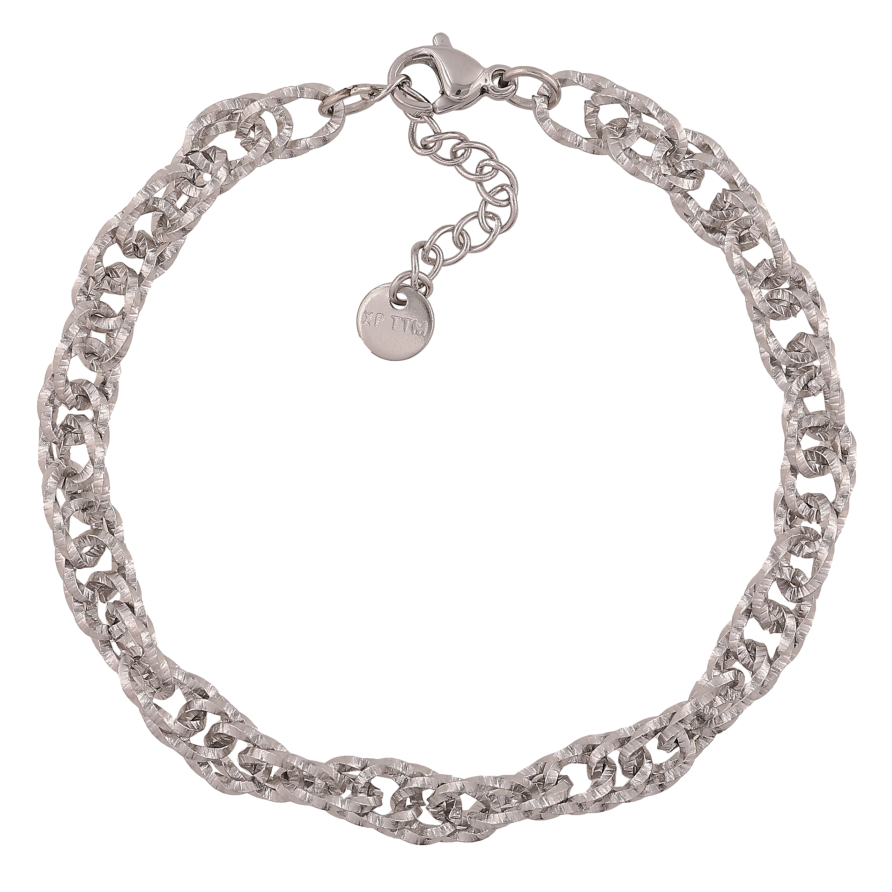 Браслет Xuping ТТМ Stainless Steel цвет Родий "Цепочка Фантазийная" длина с доп. цепочкой 18-21см х 6мм фото №1