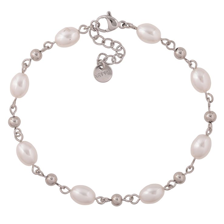 Браслет Xuping ТТМ Stainless Steel колір Родій "Перлинні намистини" довжина з дод. ланцюжком 18.5-21.5см х 4-6мм фото №23