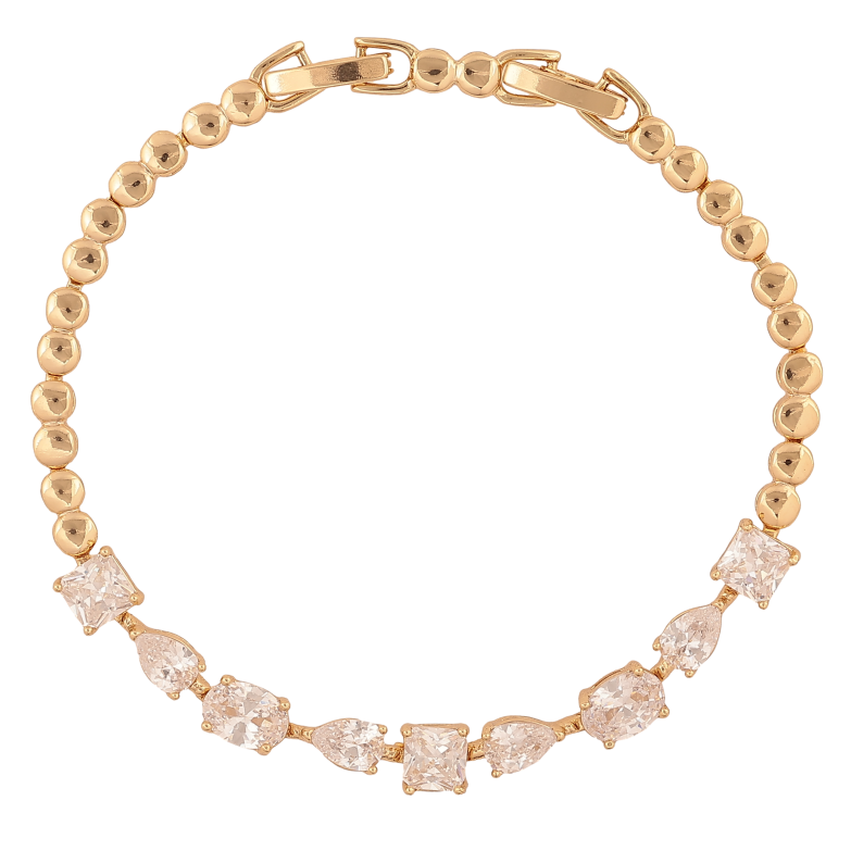 Браслет Xuping цвет Позолота 14K "Дорожка кристаллов" размер с доп. замком 17,18.5см х 3-5мм фото №1