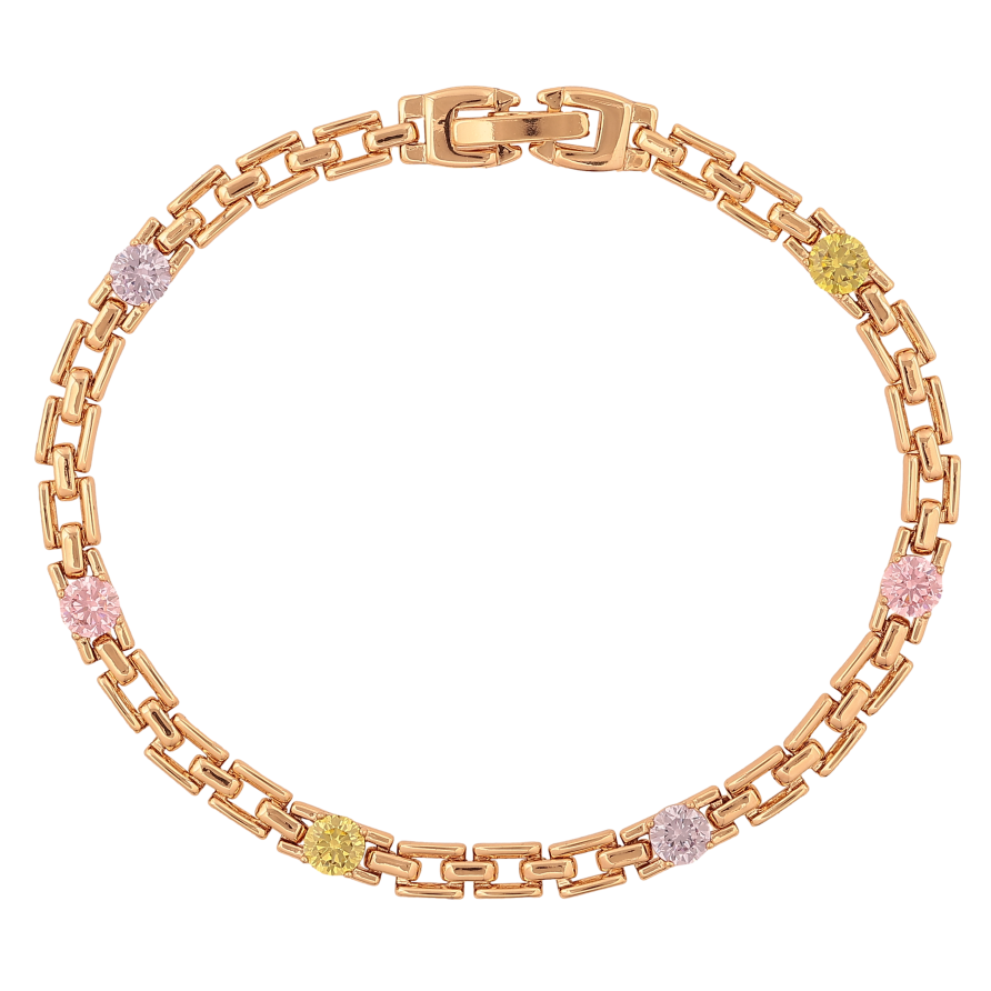 Браслет Xuping цвет Позолота 18K "Узор с цветными кристаллами" размер 19.5см х 4мм фото №1