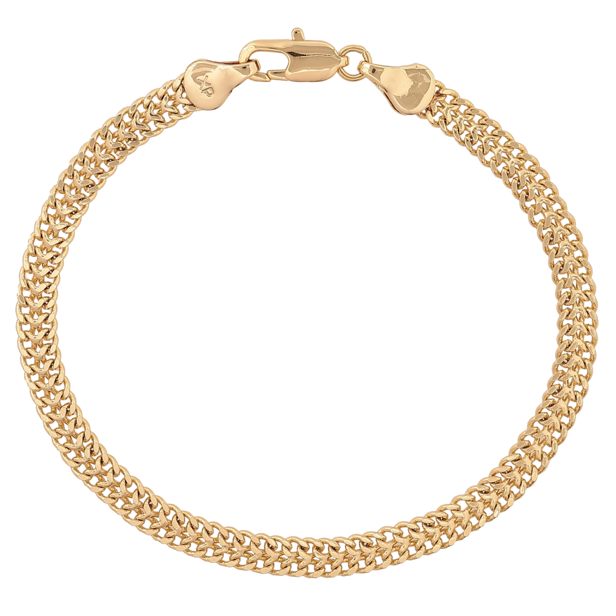 Браслет Xuping цвет Позолота 14K "Цепочка двойная Панцирная" размер 19см х 5-мм фото №1