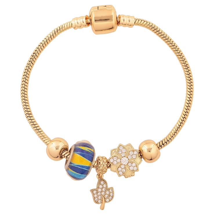 Браслет Xuping колір Позолота 14K "У стилі Pandora ювелірний шнур з бусинами" довжина 17.5см х 3мм фото №20