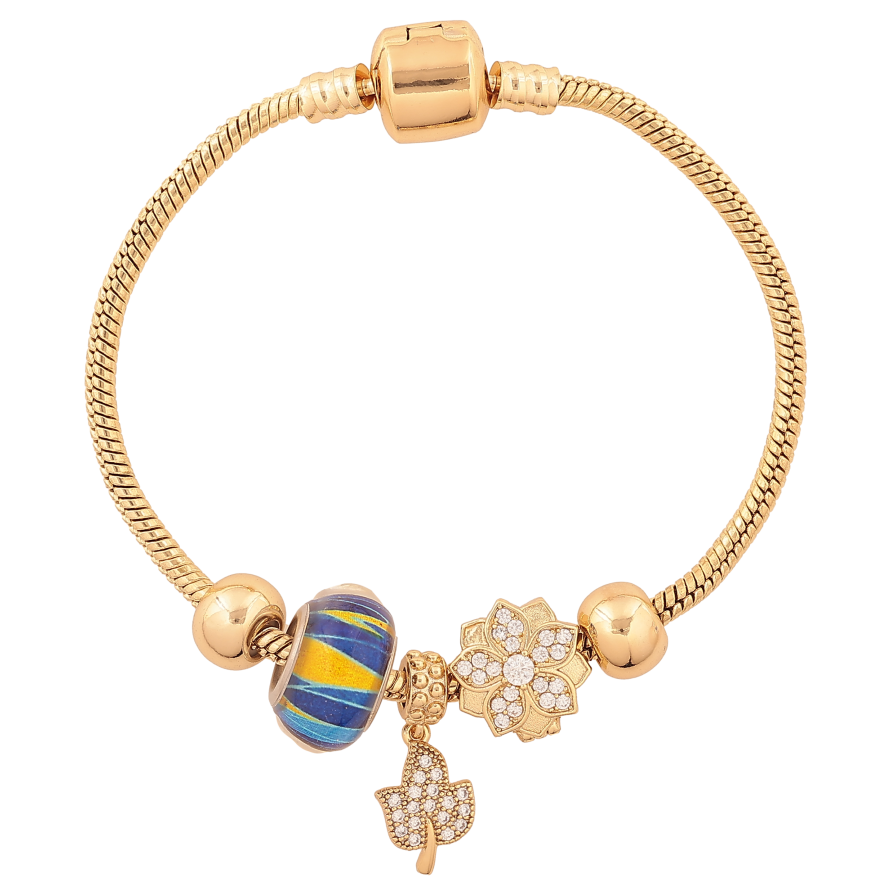 Браслет Xuping колір Позолота 14K "У стилі Pandora ювелірний шнур з бусинами" довжина 17.5см х 3мм фото №1 Браслет Xuping колір Позолота 14K "У стилі Pandora ювелірний шнур з бусинами" довжина 17.5см х 3мм фото №1