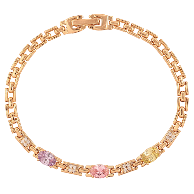 Браслет Xuping колір Позолота 18K "Візерунок з кольоровими кристалами" розмір 19.5см х 4-5мм фото №1