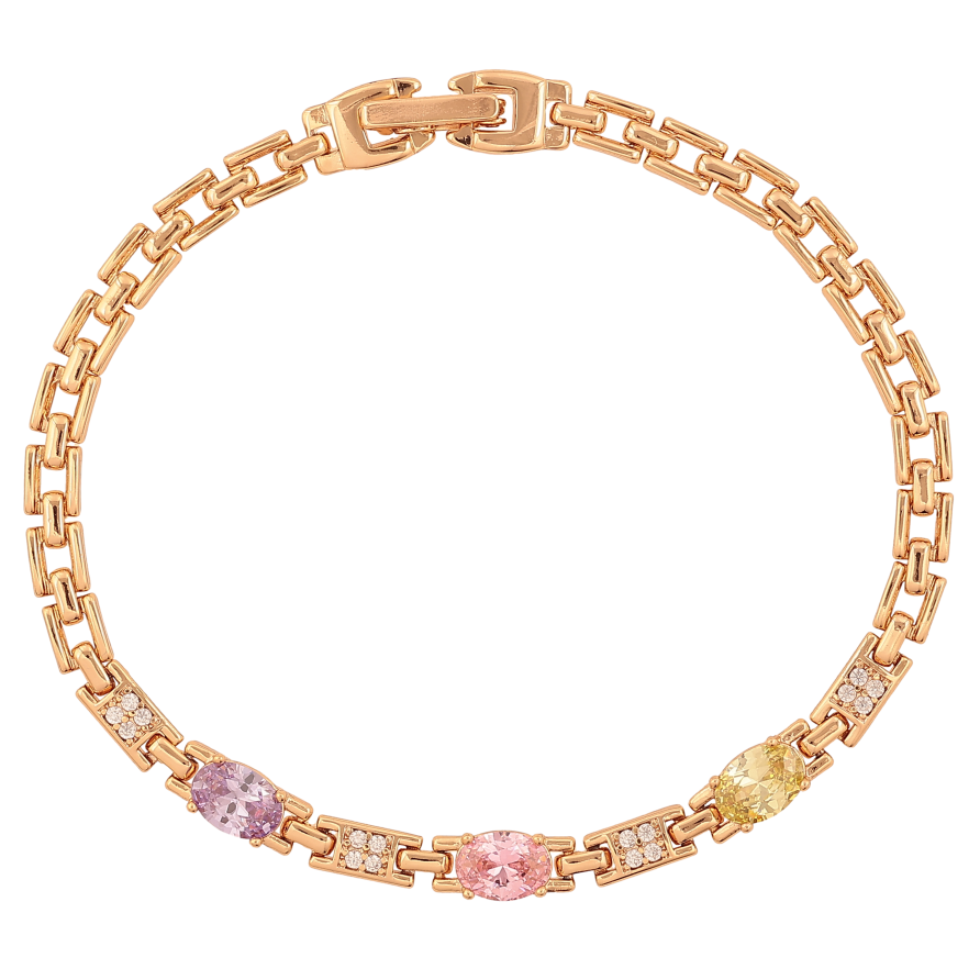 Браслет Xuping цвет Позолота 18K "Узор с цветными кристаллами" размер 19.5см х 4-5мм фото №1