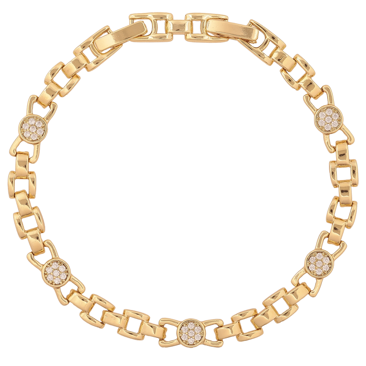 Браслет Xuping цвет Позолота 14K "Узор с кристаллами" размер с доп. замком 17.5,19.5см х 2-6мм фото №8