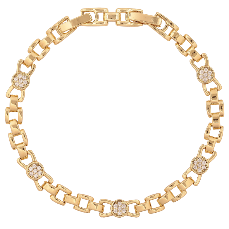 Браслет Xuping колір Позолота 14K "Візерунок з кристалами" розмір з дод. замком 17.5,19.5см х 2-6мм фото №1