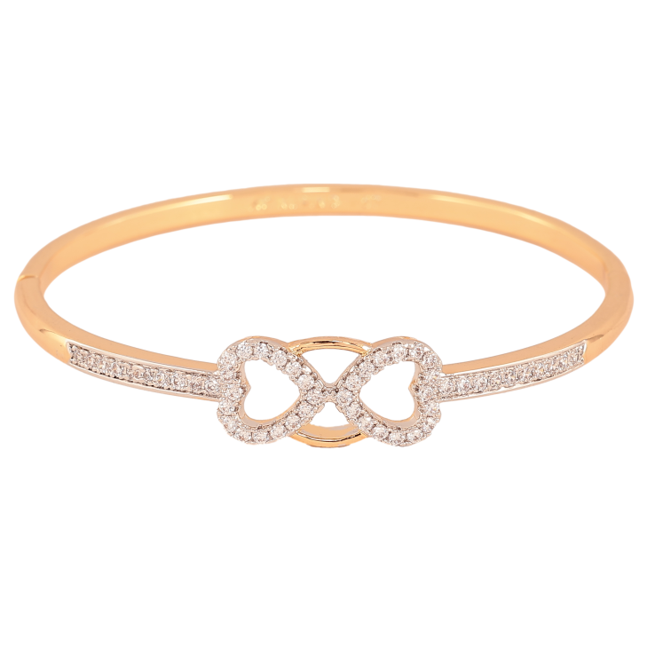 Браслет Xuping колір Позолота 18К + Родій "Візерунок серця з кристалами" ø 5.7см фото №3