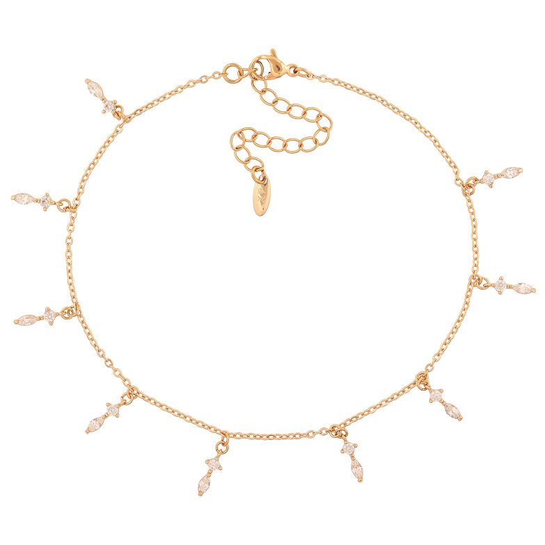 Браслет Xuping колір Позолота 18K на ногу "Ланцюжок з кристальними підвісками" розмір з доп.ланцюжком 23-28см х 1.5мм фото №1 Браслет Xuping колір Позолота 18K на ногу "Ланцюжок з кристальними підвісками" розмір з доп.ланцюжком 23-28см х 1.5мм фото №1