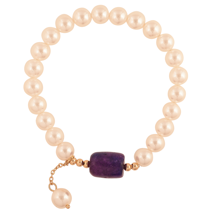 Браслет Xuping колір Позолота 18K на ногу "Перлинна нитка з бузковою намистиною" вільний розмір. шир. 3-10мм фото №3