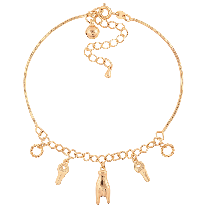 Браслет Xuping цвет Позолота 18K на ногу "Цепочка с подвесками" размер с доп.цепочкой 21-27см х 1-4мм фото №1