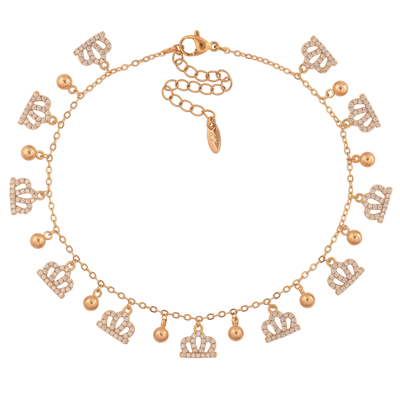 Браслет Xuping цвет Позолота 18K на ногу "Цепочка с подвесками" размер с доп. цепочкой 23-28.5см х 1.5мм фото №1