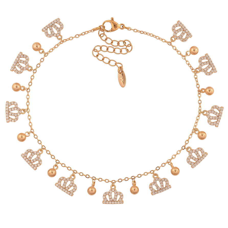 Браслет Xuping цвет Позолота 18K на ногу "Цепочка с подвесками" размер с доп. цепочкой 23-28.5см х 1.5мм фото №1