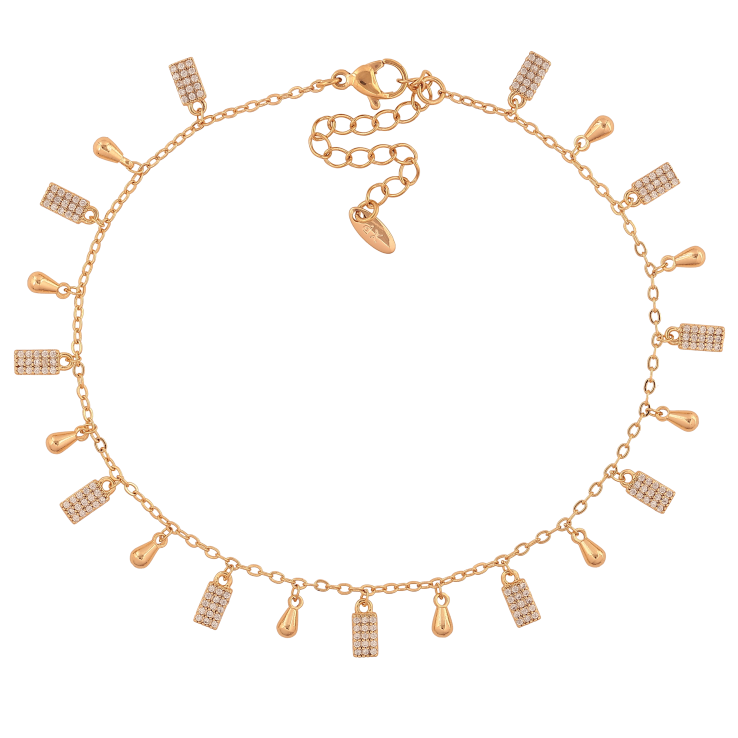 Браслет Xuping цвет Позолота 18K на ногу "Цепочка с подвесками" размер с доп. цепочкой 23-28см х 1.5мм фото №4