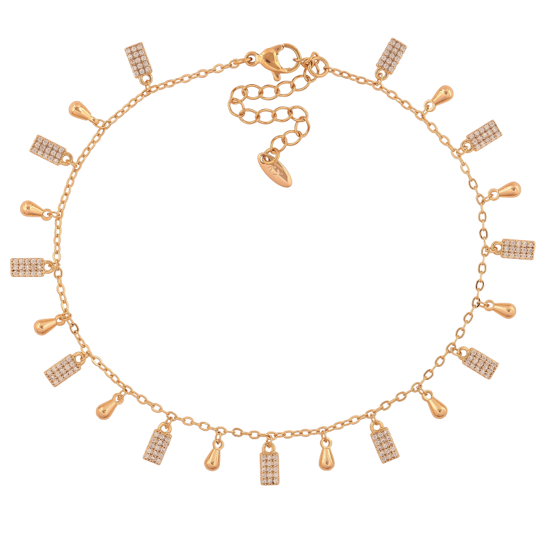 Браслет Xuping цвет Позолота 18K на ногу "Цепочка с подвесками" размер с доп. цепочкой 23-28см х 1.5мм фото №1