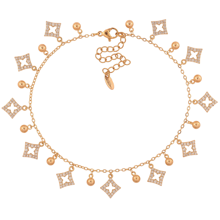 Браслет Xuping цвет Позолота 18K на ногу "Цепочка с подвесками" размер с доп. цепочкой 23-28.5см х 1.5мм фото №2