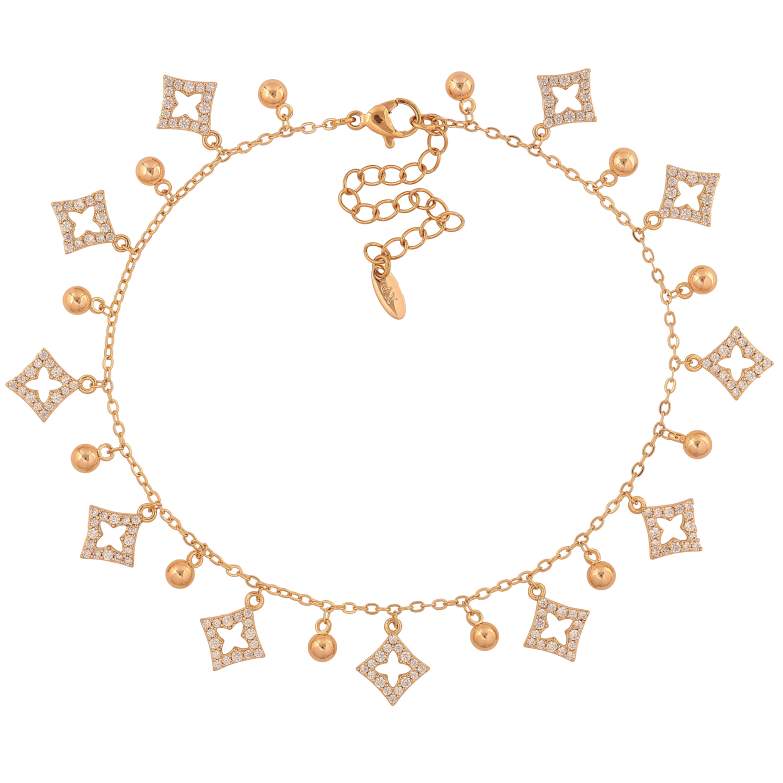 Браслет Xuping цвет Позолота 18K на ногу "Цепочка с подвесками" размер с доп. цепочкой 23-28.5см х 1.5мм фото №1