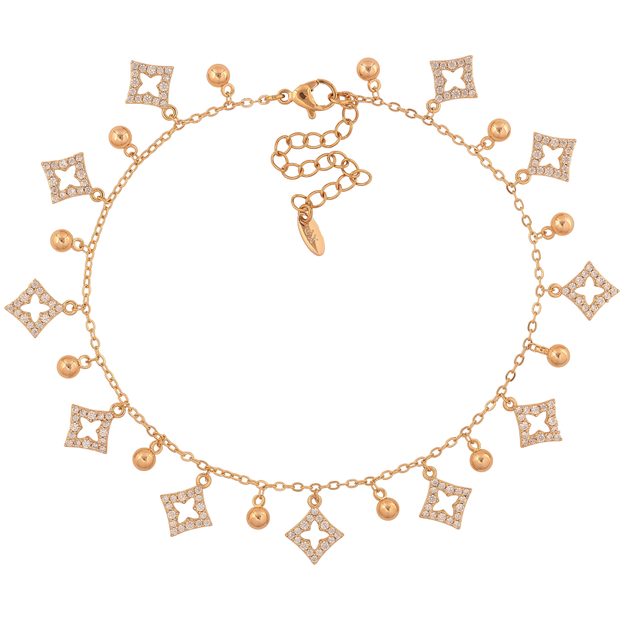 Браслет Xuping цвет Позолота 18K на ногу "Цепочка с подвесками" размер с доп. цепочкой 23-28.5см х 1.5мм фото №1