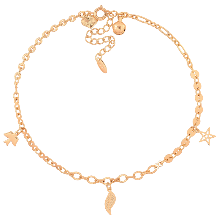 Браслет Xuping цвет Позолота 18K на ногу "Цепочка с подвесками" размер с доп. цепочкой 25-30см х 3-4мм фото №6