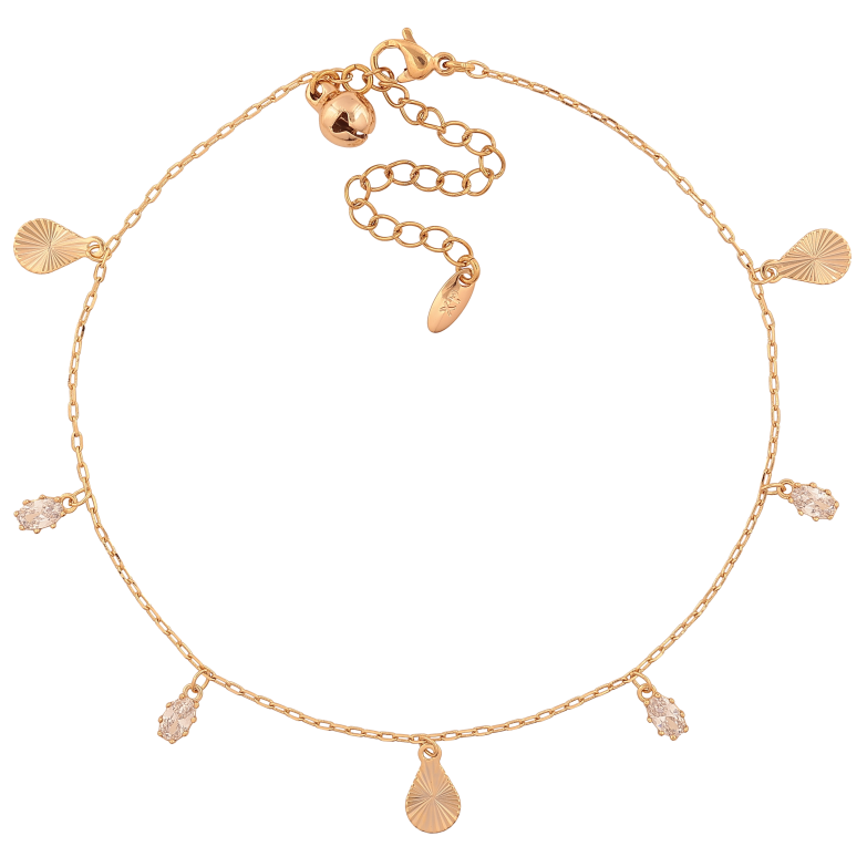 Браслет Xuping цвет Позолота 18K на ногу "Цепочка с подвесками" размер с доп.цепочкой 23-29см х 1мм фото №1