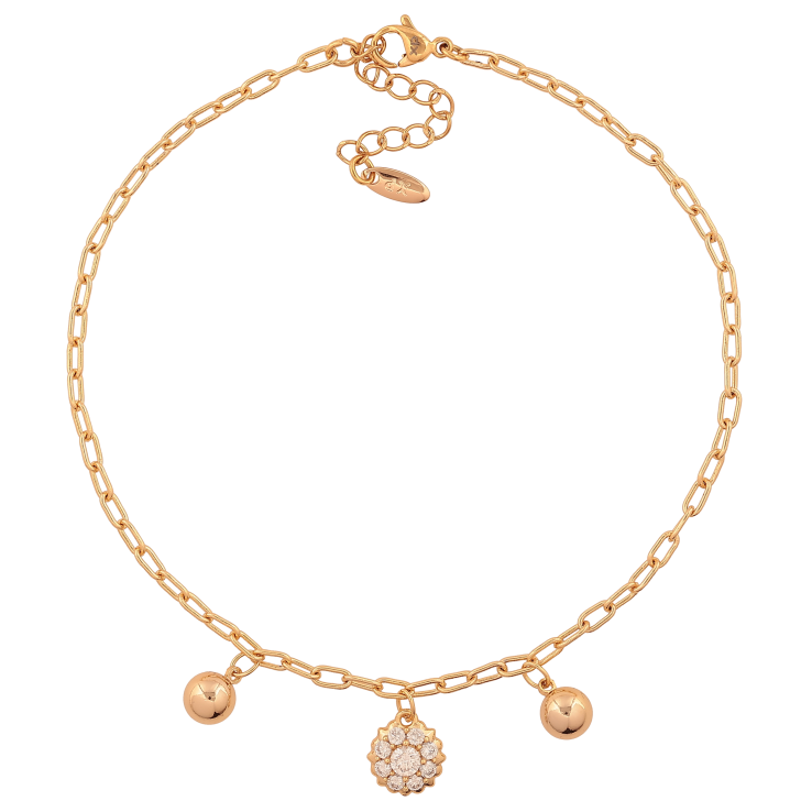 Браслет Xuping цвет Позолота 18K на ногу "Цепочка с подвесками" размер с доп.цепочкой 23-26см х 2.5мм фото №11