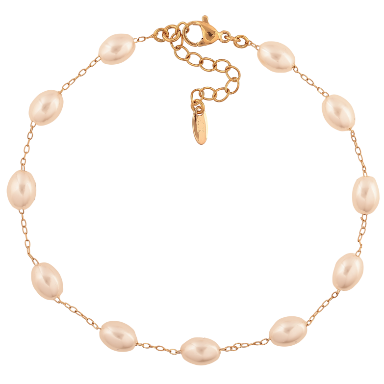 Браслет Xuping цвет Позолота 18K на ногу "Цепочка с жемчужинами" размер с доп. цепочкой 23-27см х 1-6мм фото №3