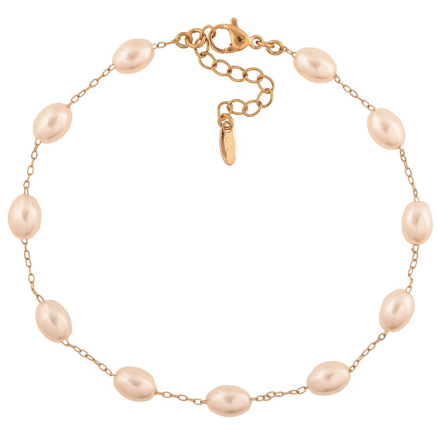 Браслет Xuping цвет Позолота 18K на ногу "Цепочка с жемчужинами" размер с доп. цепочкой 23-27см х 1-6мм фото №1