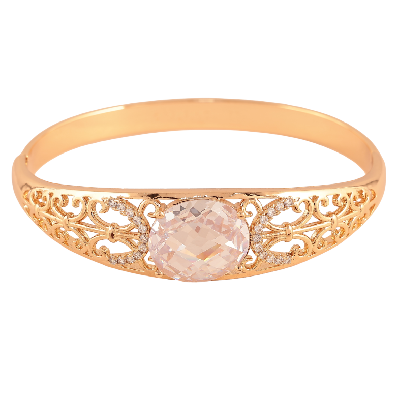 Браслет Xuping цвет Позолота 18K "Ажурный орнамент с вставкой кристалл" ø 6см фото №1
