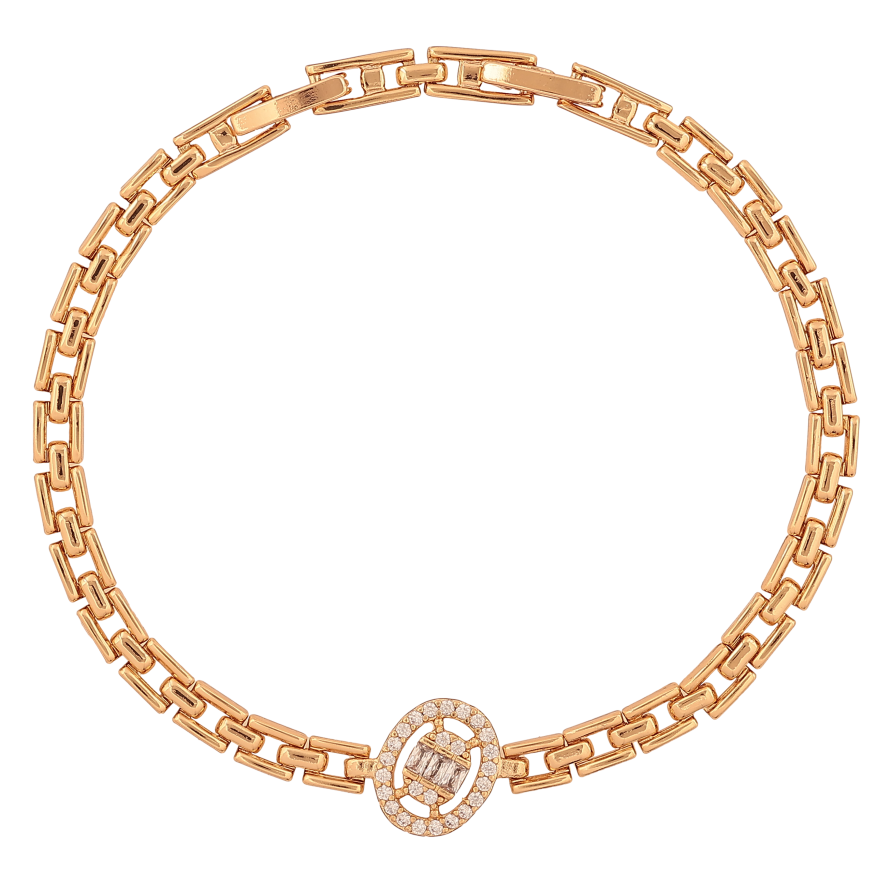 Браслет Xuping цвет Позолота 18К "Декоративный узор с кристаллами" размер с доп. замком 18,20см х 4-11мм фото №1