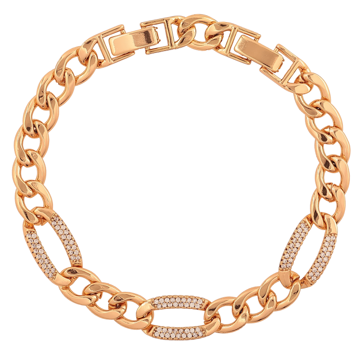 Браслет Xuping колір Позолота 18К "Ланцюжок Панцирний з кристалами" розмір з дод. замком 17,19.5см х 7-10мм фото №24