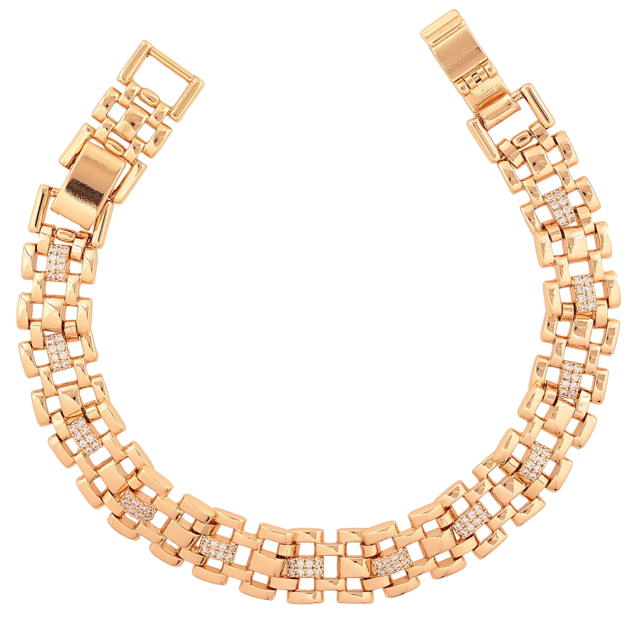 Браслет Xuping цвет Позолота 18К "Декоративный узор с кристаллами" размер с доп. замком 17,19см х 10мм фото №1