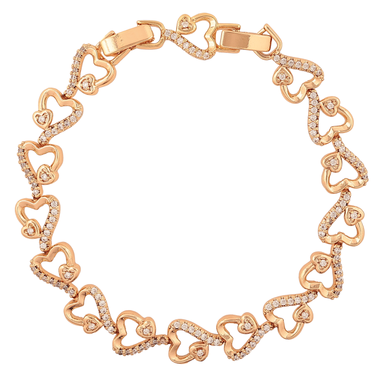 Браслет Xuping колір Позолота 18K "Сердечки з кристалами" розмір з дод. замком 17,19см х 9мм фото №5 Браслет Xuping колір Позолота 18K "Сердечки з кристалами" розмір з дод. замком 17,19см х 9мм фото №5