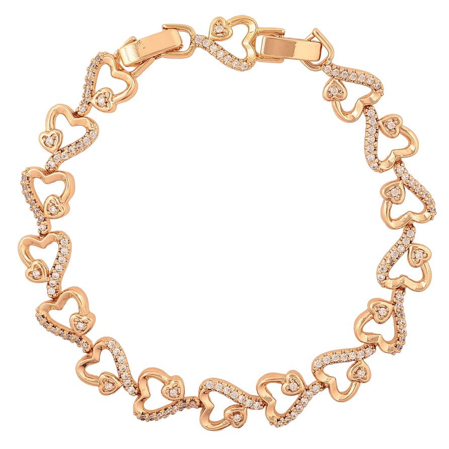 Браслет Xuping колір Позолота 18K "Сердечки з кристалами" розмір з дод. замком 17,19см х 9мм фото №1