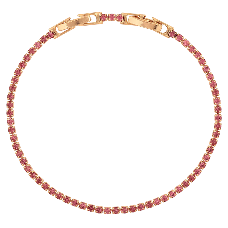 Браслет Xuping колір Позолота 18K "Доріжка рожевих кристалів" довжина з дод. замком 17,19см х 2мм фото №4