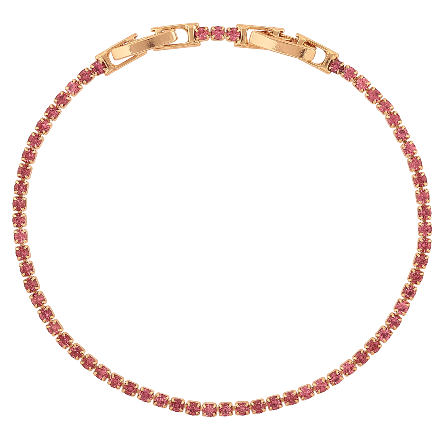 Браслет Xuping колір Позолота 18K "Доріжка рожевих кристалів" довжина з дод. замком 17,19см х 2мм фото №1