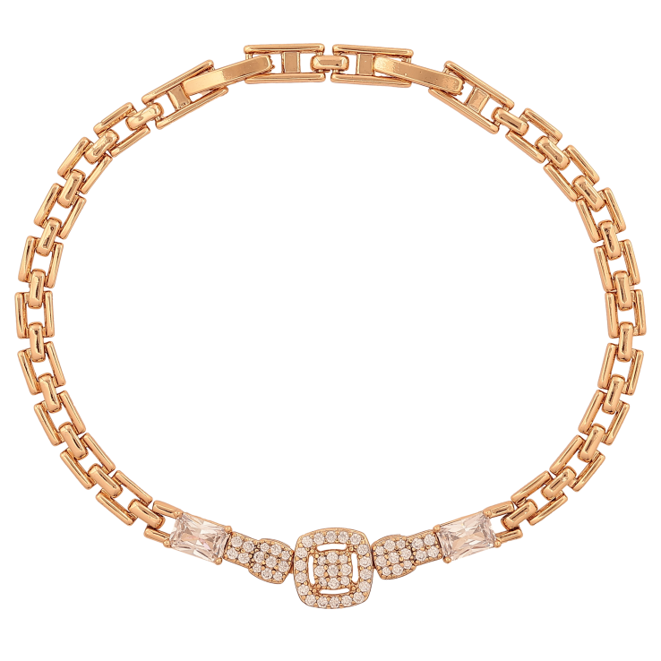 Браслет Xuping цвет Позолота 18K "Узор с кристаллами" размер с доп. замком 18,20см х 4-9мм фото №2