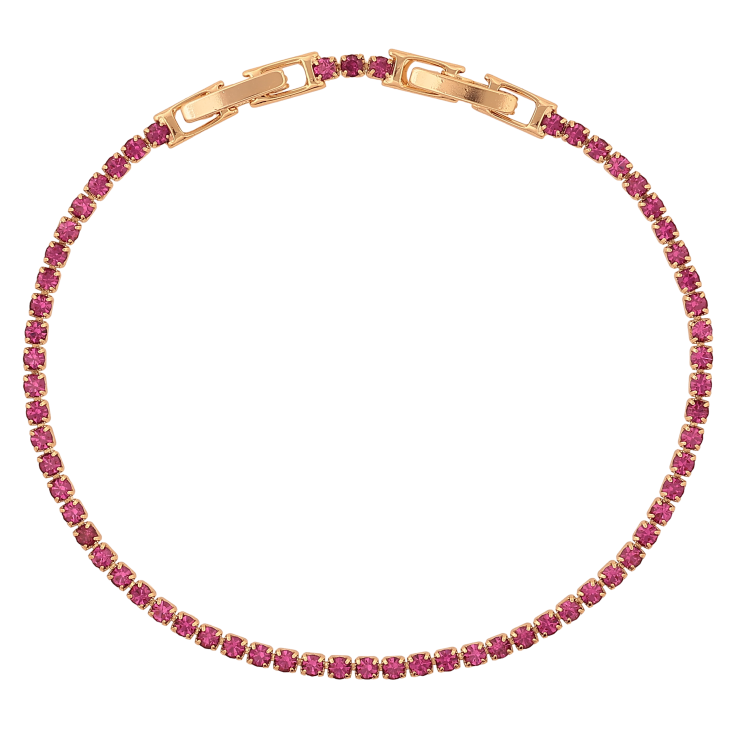 Браслет Xuping колір Позолота 18K "Доріжка малинових кристалів" довжина з дод. замком 17,19см х 2мм фото №6