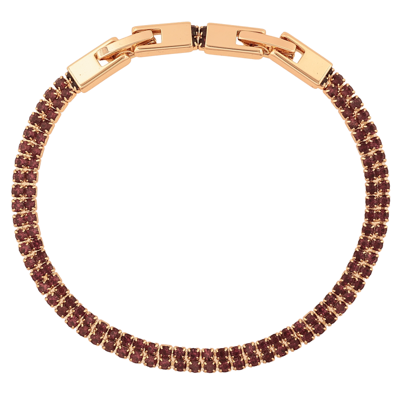 Браслет Xuping цвет Позолота 18К "Дорожки красных кристаллов" размер с доп. замком 17,19см х 4мм фото №1