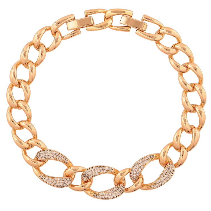 Браслет Xuping колір Позолота 18К "Ланцюжок Панцирний з кристалами" розмір з дод. замком 19,20.5см х 9-13мм фото №10