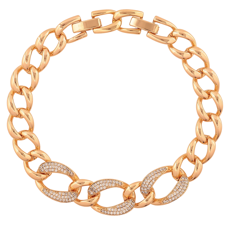 Браслет Xuping колір Позолота 18К "Ланцюжок Панцирний з кристалами" розмір з дод. замком 19,20.5см х 9-13мм фото №3