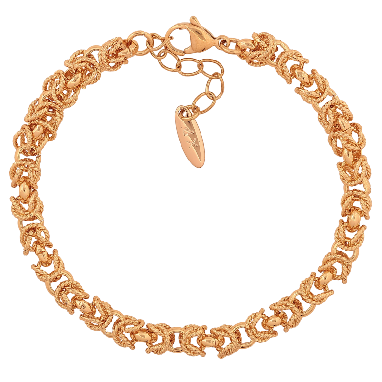 Браслет Xuping цвет Позолота 18K "Цепочка плетение Византийское" длинна с доп. цепочкой 18.5-22см х 6мм фото №1