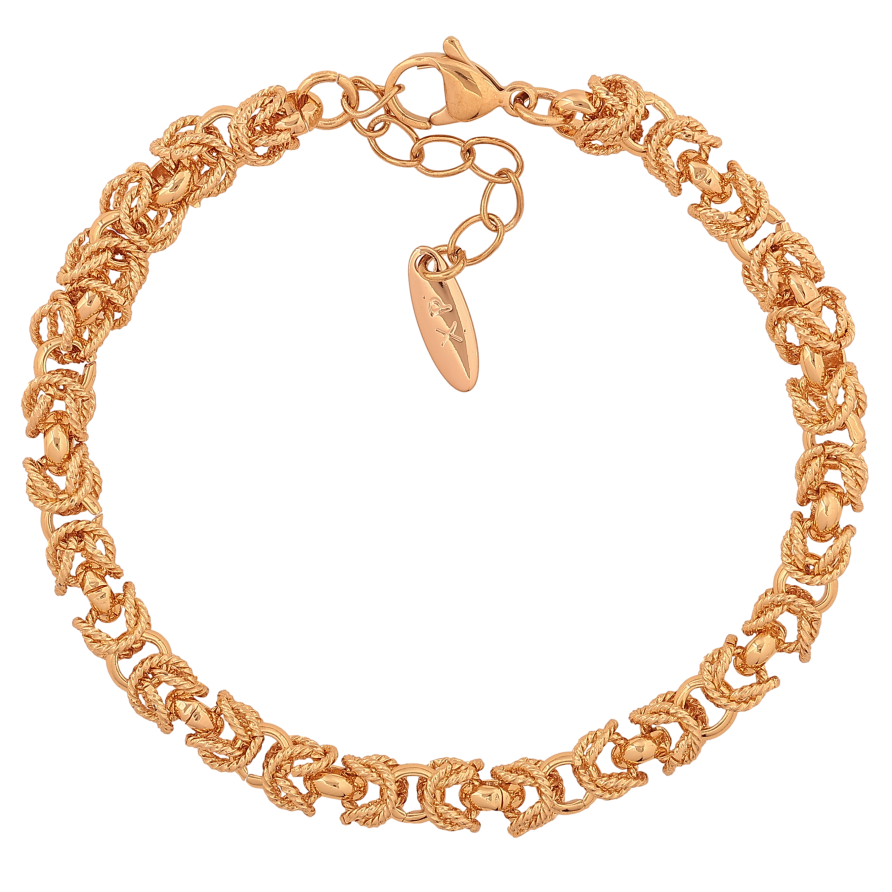 Браслет Xuping цвет Позолота 18K "Цепочка плетение Византийское" длинна с доп. цепочкой 18.5-22см х 6мм фото №1