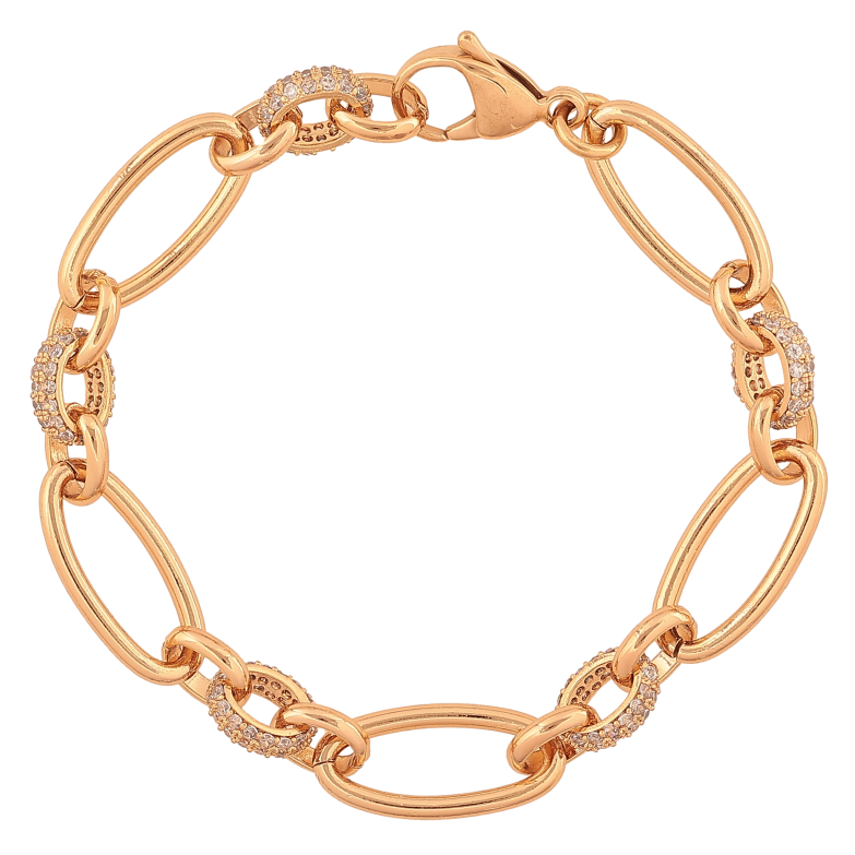 Браслет Xuping цвет Позолота 18K "Цепочка Фантазийная с кристаллами" размер 17.5см х 6-9мм фото №1