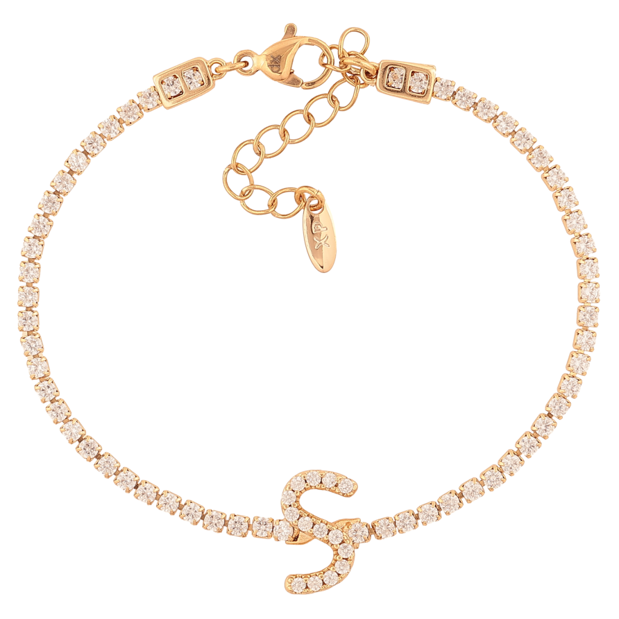 Браслет Xuping цвет Позолота 18K "Кристальная дорожка с буквой S" размер с доп. цепочкой 17-20.5см х 2-13мм фото №1 Браслет Xuping цвет Позолота 18K "Кристальная дорожка с буквой S" размер с доп. цепочкой 17-20.5см х 2-13мм фото №1