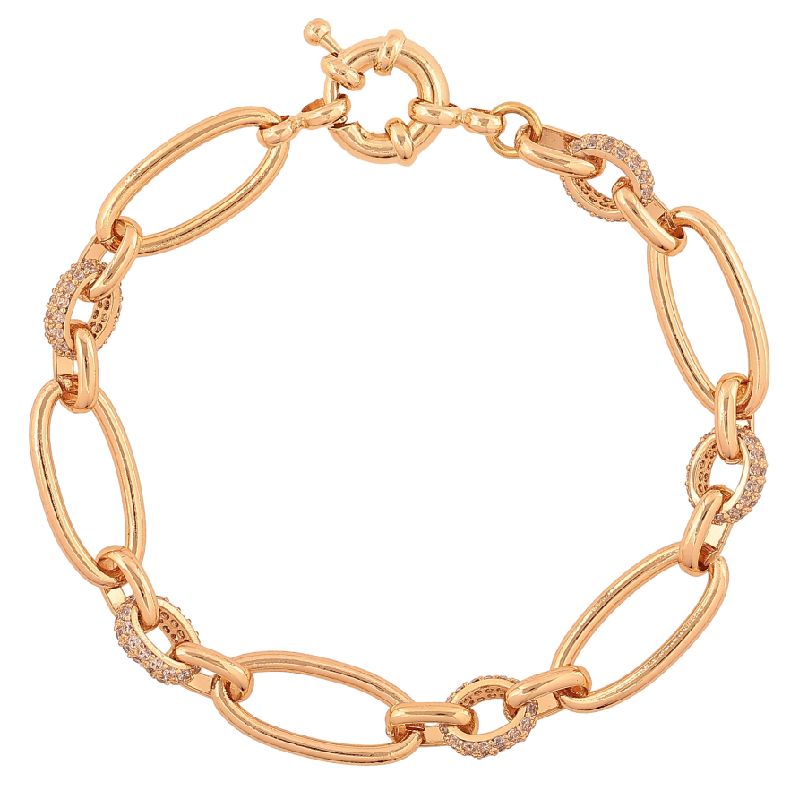 Браслет Xuping цвет Позолота 18K "Цепочка Фантазийная с кристаллами" размер 18.5см х 6-9мм фото №1