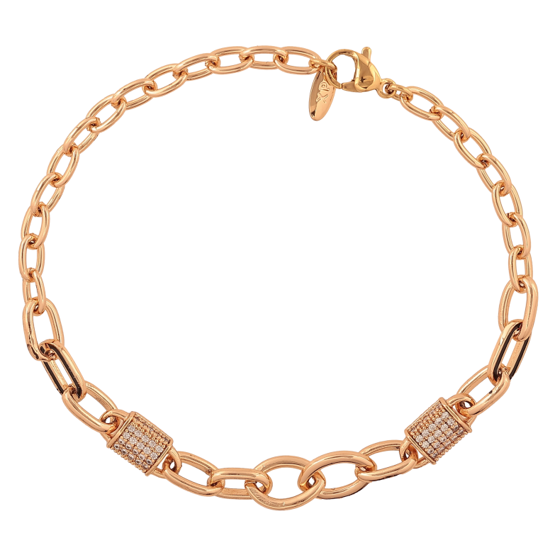 Браслет Xuping цвет Позолота 18K "Комбинированная цепочка с кристаллами" размер 20см х 4-6мм фото №1